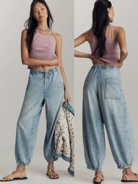 NWT Pilcro Beachy Cargo High-Rise Parachute Jeans - XS